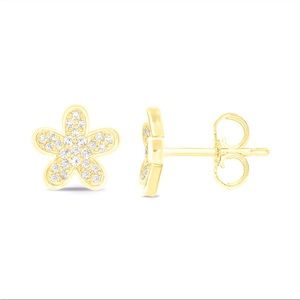 1/6 Carat TW, natural diamonds, flower stud earrings